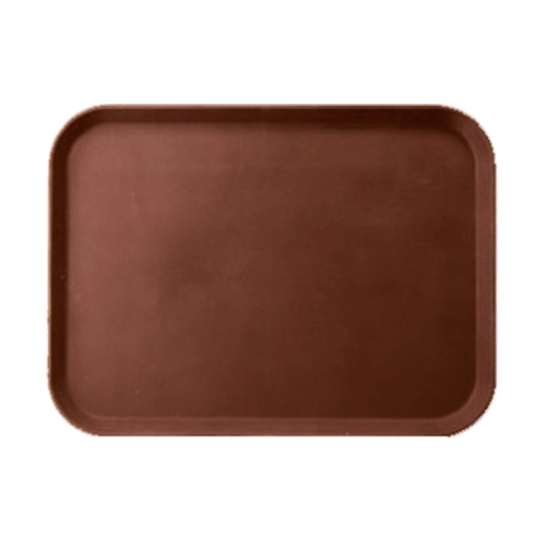 Поднос прорезиненный прямоугольный 450х350х25 мм, (коричневый) сорт 2